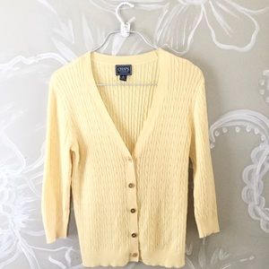 🌻 Chaps Yellow V Neck Ribbed  Cardigan